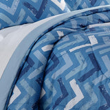 Shavel 100% Polyester Luxury Seersucker Chevron Comforter Set With Pillowshams Blue