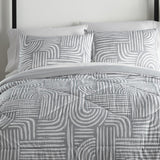 Shavel 100% Polyester Luxury Seersucker Brushstrokes Comforter Set with Pillowshams Gray