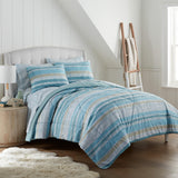 Shavel 100% Polyester Luxury Seersucker Crosshatch Stripe Comforter Set With Pillowshams Teal