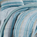 Shavel 100% Polyester Luxury Seersucker Crosshatch Stripe Comforter Set With Pillowshams Teal