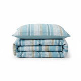 Shavel 100% Polyester Luxury Seersucker Crosshatch Stripe Comforter Set With Pillowshams Teal