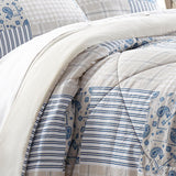 Shavel 100% Polyester Luxury Seersucker Chelsea Comforter Set With Pillowshams Patchwork Tan