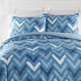 Shavel 100% Polyester Luxury Seersucker Chevron Comforter Set With Pillowshams Blue