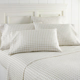 Shavel 100% Polyester Luxury Seersucker Gingham Sheet Set With Matching Pillowcases Tan