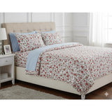 Shavel 100% Polyester Luxury Seersucker Poppies Sheet Set With Matching Pillowcases Red