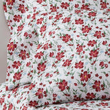 Shavel 100% Polyester Luxury Seersucker Poppies Sheet Set With Matching Pillowcases Red