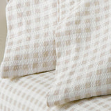 Shavel 100% Polyester Luxury Seersucker Gingham Sheet Set With Matching Pillowcases Tan