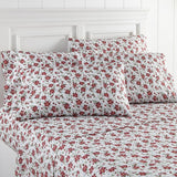 Shavel 100% Polyester Luxury Seersucker Poppies Sheet Set With Matching Pillowcases Red