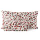 Shavel 100% Polyester Luxury Seersucker Poppies Sheet Set With Matching Pillowcases Red