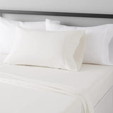 RT Designers Collection 300 TC 100% Organic Cotton Lightweight 3 Piece Solid Sheet Set Twin Ivory
