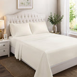 RT Designers Collection 300 TC 100% Organic Cotton Lightweight 3 Piece Solid Sheet Set Twin Ivory