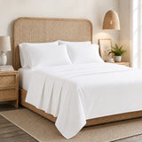 RT Designers Collection 300 TC 100% Organic Cotton Lightweight Solid Sheet Set White