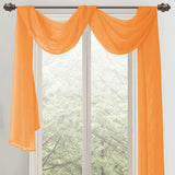 Celine Sheer 55 x 216 in. Sheer Curtain Scarf Valance Neon Orange