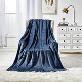 Plazatex Microplush and Microfiber All Season Hydrophobic  Polyester Solid Throw Blanket 50" x 60", Navy