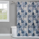 Saturday Knight Ltd Cubes Collection Easily Fit 3D Geometric Cube Design Shower Curtain With 12 Eyelet Holes - 70x72", Blue