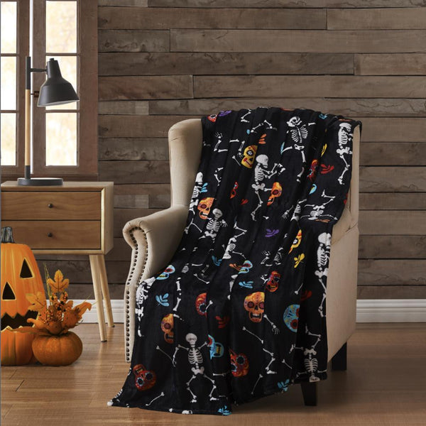 RT Designer's Collection Halloween Rock n Roll Printed Flannel Throw Blanket 50