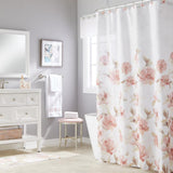 Saturday Knight Ltd Misty Floral Pretty Woven Design Fabric Bath Shower Curtain - 70x72", Pink