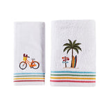 Saturday Knight Ltd Paradise Beach Rainbow Stripes And Fun Embroidery Bath Towel - 27x50", White
