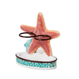 Saturday Knight Ltd South Seas Starfish And Shell Bath Toothbrush Holder - 4.58x2.6x3.97", Turquois
