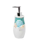 Saturday Knight Ltd South Seas Shells Bath Lotion Pump Dispenser - 8.06x3.33x3.11", Turquois