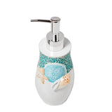 Saturday Knight Ltd South Seas Shells Bath Lotion Pump Dispenser - 8.06x3.33x3.11", Turquois