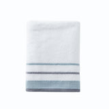 Saturday Knight Ltd Go Round Soft Terry And 2-Tone Striped Border Bath Towel - 27x50", White