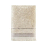 Saturday Knight Ltd Jude Jacquard Stripes With Fringed Trim Comfort Bath Towel - 27x50", Taupe