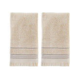 Saturday Knight Ltd Jude Fringe Jacquard Stripes Bath Hand Towel Set - 2 Piece - 16x26", Taupe