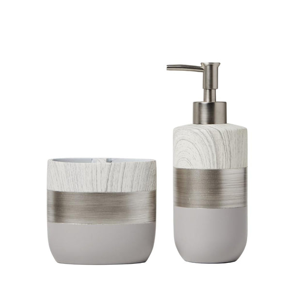 Saturday Knight Ltd Liselotte Soft Grays Bath Lotion Pump Dispenser - 7.8x2.96x2