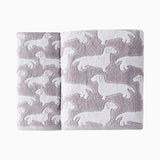 SKL Home Saturday Knight Ltd Dog Woven Puppy Design Soft And Absorbent Bath Towel - 27x50", Gray