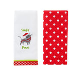 SKL Home Saturday Knight Ltd Santa Paws Ribbon Attachments And Striped Trim Dish Towel Set - 2-Piece - 16x26", Multi