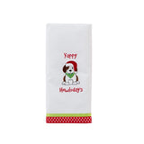 SKL Home Saturday Knight Ltd Yappy Howlidays Red And White Polka Dot Striped Trim Dish Towel Set - 2-Piece - 16x26", Multi