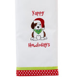 SKL Home Saturday Knight Ltd Yappy Howlidays Red And White Polka Dot Striped Trim Dish Towel Set - 2-Piece - 16x26", Multi