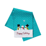 SKL Home Saturday Knight Ltd Happy Holidays Fluffy Snowmen Embroidery And Snowflake Tassels Table Runner - 13x72", Multi