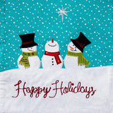 SKL Home Saturday Knight Ltd Happy Holidays Fluffy Snowmen Embroidery And Snowflake Tassels Table Runner - 13x72", Multi