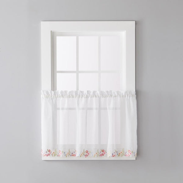 SKL Home Saturday Knight Ltd Sweet Stems Floral Embroidery 36" Tier Pair - 60 x