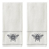SKL Home Saturday Knight Ltd Farmhouse Bee Hand Towel - (2-Pack) - 16x25" , White