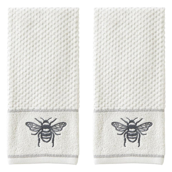 SKL Home Saturday Knight Ltd Farmhouse Bee Hand Towel - (2-Pack) - 16x25" , Whit
