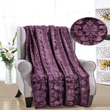 Versailles Ultra Soft Plush Contemporary Embossed Pattern All Season 50" x 60" Throw Blanket, Plum