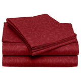 Plazatex Vine Print 90GSM Brushed Microfiber Soft Wrinkle Free Sheet Set Burgundy