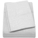Plazatex Vine Print 90GSM Brushed Microfiber Soft Wrinkle Free Sheet Set White