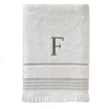 SKL Home By Saturday Knight Ltd Casual Monogram Bath Towel F - 28X54", White