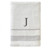SKL Home By Saturday Knight Ltd Casual Monogram Bath Towel J - 28X54", White