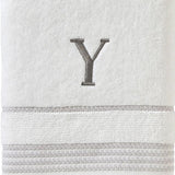 SKL Home By Saturday Knight Ltd Casual Monogram Bath Towel Y - 28" X 54", White