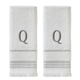 SKL Home By Saturday Knight Ltd Casual Monogram Hand Towel Set Q - 2-Count - 16X26", White
