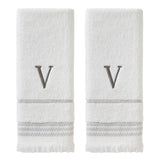 SKL Home By Saturday Knight Ltd Casual Monogram Hand Towel Set V - 2-Count - 16X26", White
