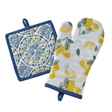 SKL Home By Saturday Knight Ltd Lemon Medallion Oven Mitt And Pot Holder Set - 2-Piece - 7X13", Green