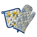 SKL Home By Saturday Knight Ltd Lemon Medallion Oven Mitt And Pot Holder Set - 2-Piece - 7X13", Green