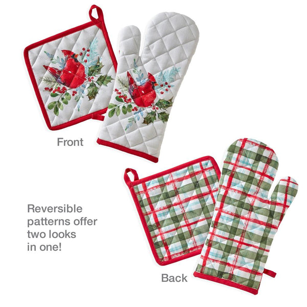 SKL Home By Saturday Knight Ltd Berry Cardinal Oven Mitt And Pot Holder Set - 8X