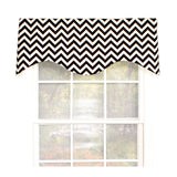 RLF Home Zig Zag Cornice  100% Cotton with Fully Lined 3" Rod Pocket Valnance for Windows 50" x 17" Black
